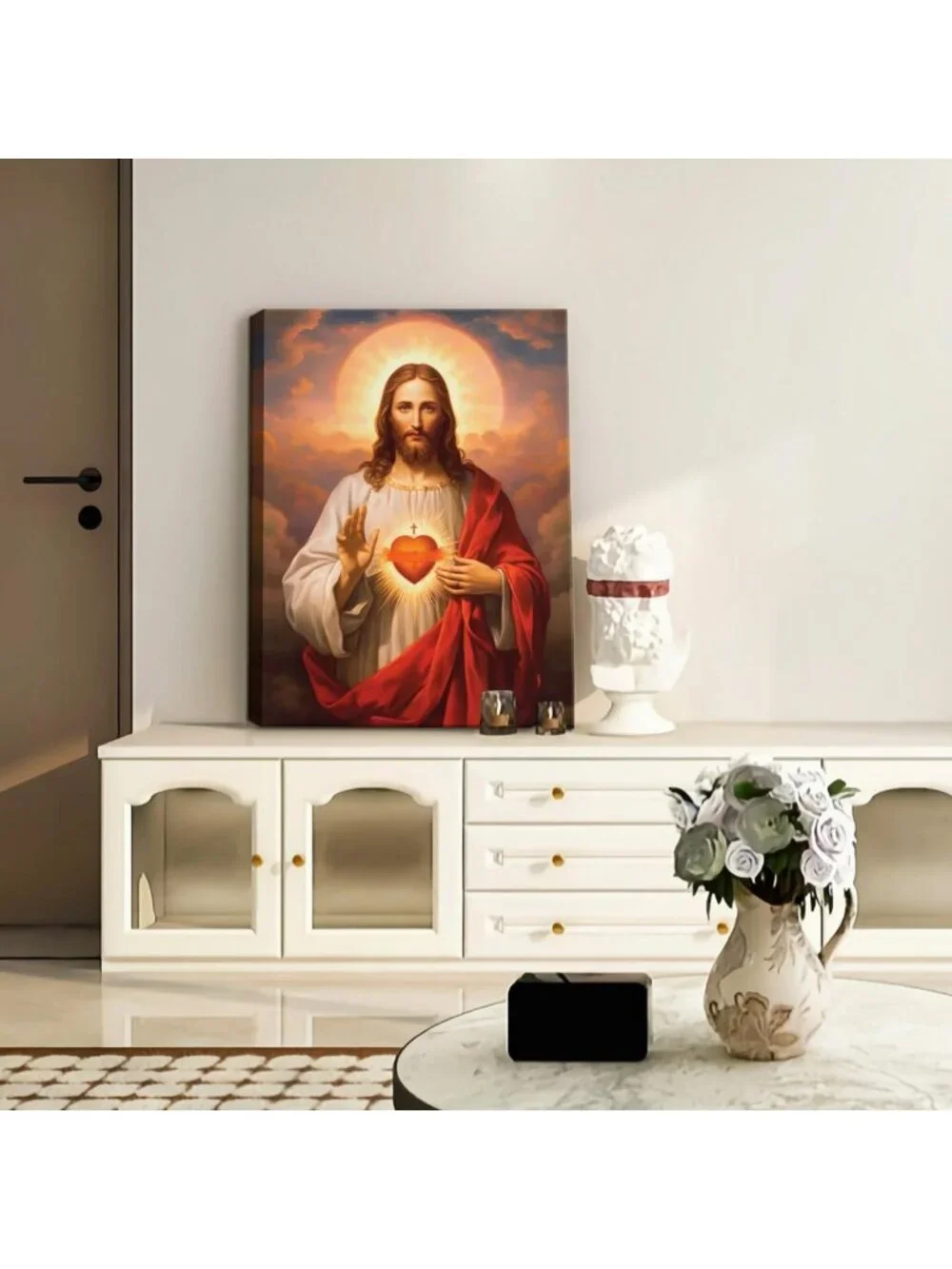 Sacred Heart of Jesus Wall Art - Divine Mercy Canvas Print, Christian Decor